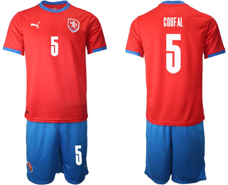 Men 2020-2021 European Cup Czech Republic home red #5 Soccer Jersey
